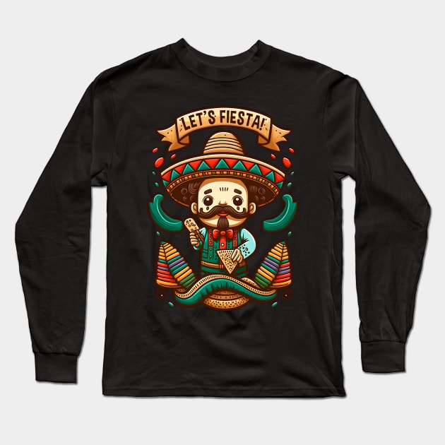 Cinco De Mayo Funny Mexican Fiesta Long Sleeve T-Shirt by Ai Wanderer